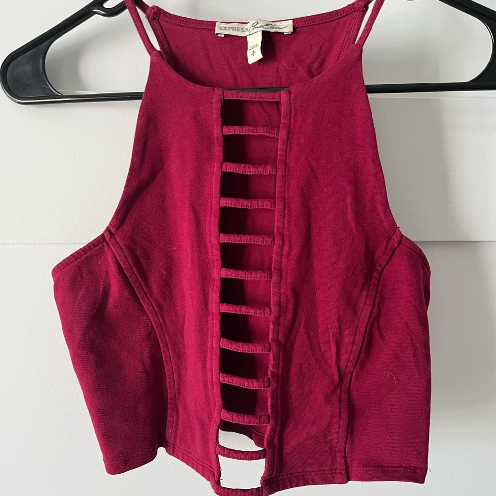 Express One Eleven Red Crop Top Size Small